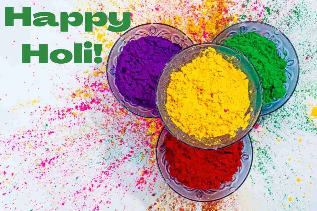 Happy Holi bowls of organic gull or holi powder - happy holi images