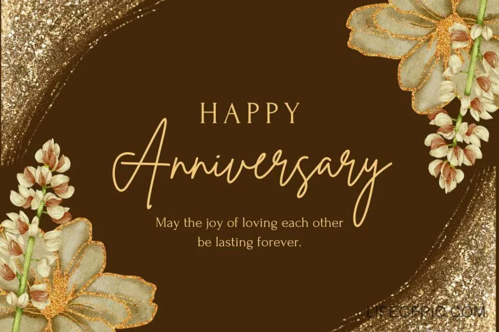 happy anniversary with golden flower background - happy anniversary images