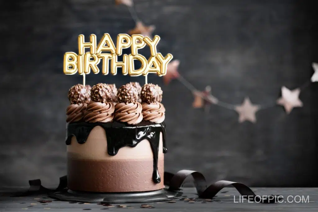 Happy birthday Chocolate cake with chocolate ganache drip icing - Free birthday cake images