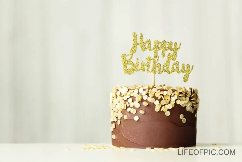 chocolate happy birthday cake with golden sprinkles - Free birthday cake images
