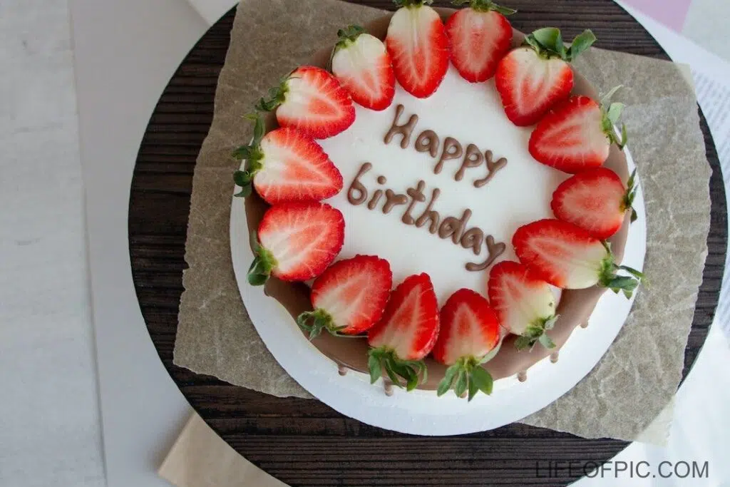Birthday Cake with Strawberries