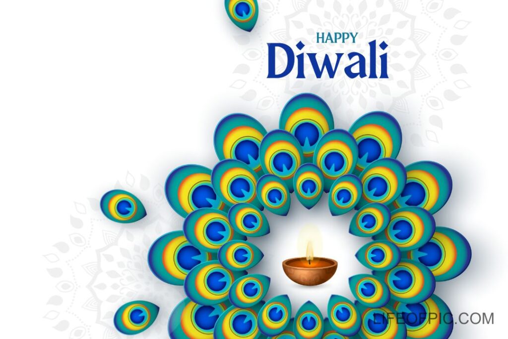 Blue and teal minimalist Happy Diwali