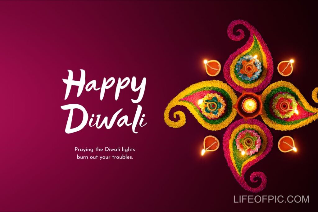 Dark Magenta Minimalist Elegant Happy Diwali