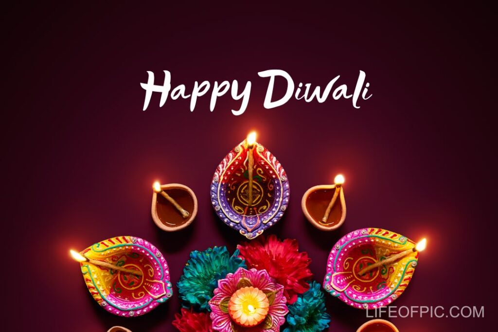 Dark Purple and White Minimalist Happy Diwali