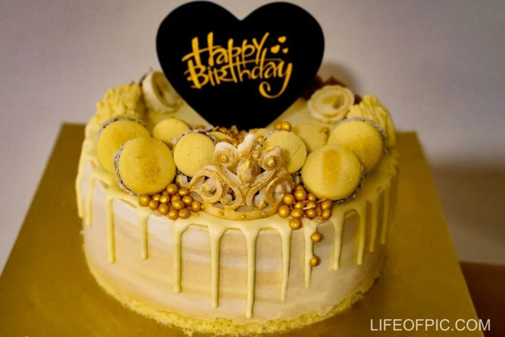 Happy Birthday Cake with Gold Accent - Free birthday cake images