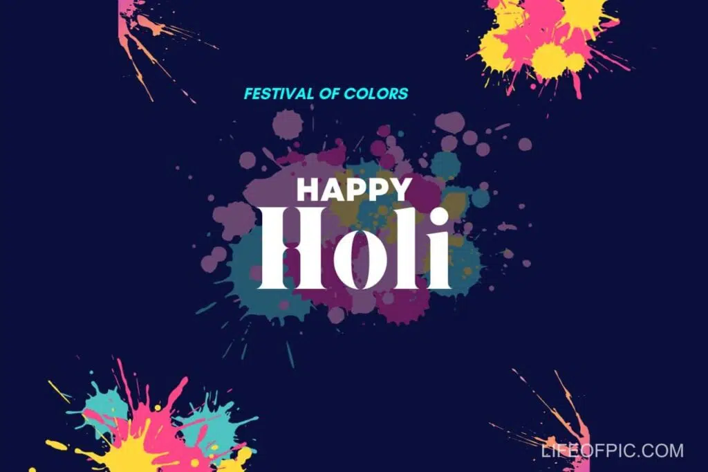 A Blue Background With Colorful Paint Splatters - happy holi images
