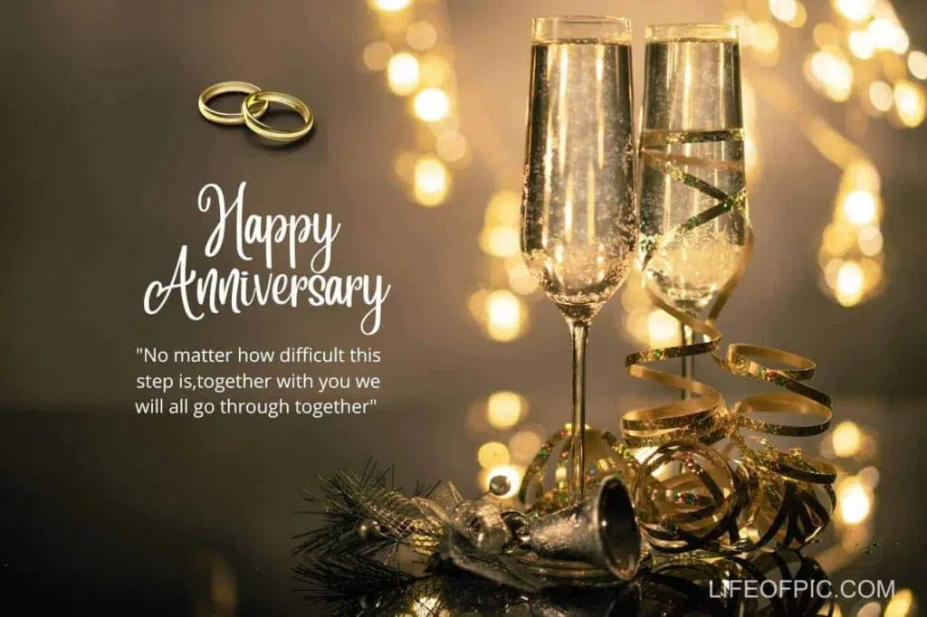 A Couple of Champagne Glasses With a Couple of Rings And a Ribbon - happy anniversary images