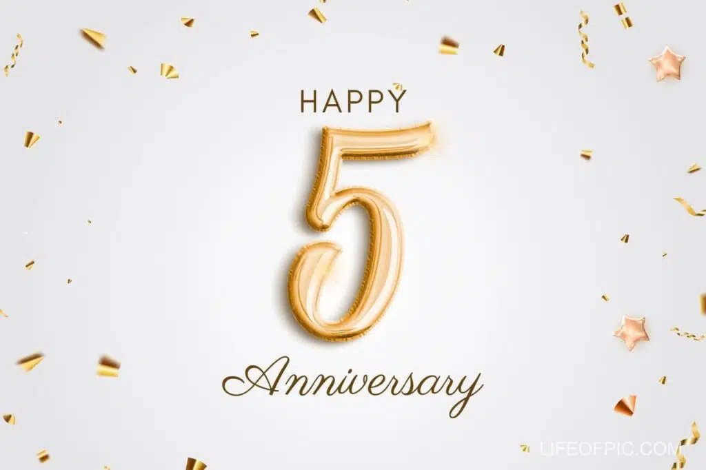 A Gold Number With Confetti - happy anniversary images