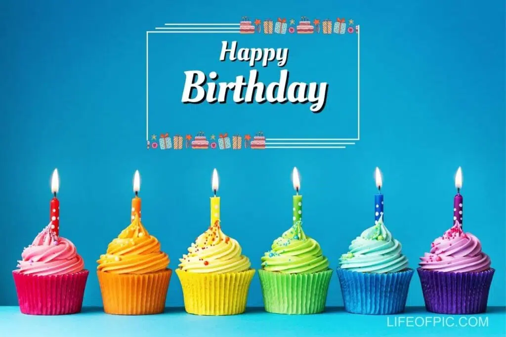 A Group Of Cupcakes With Candles - Free birthday cake images