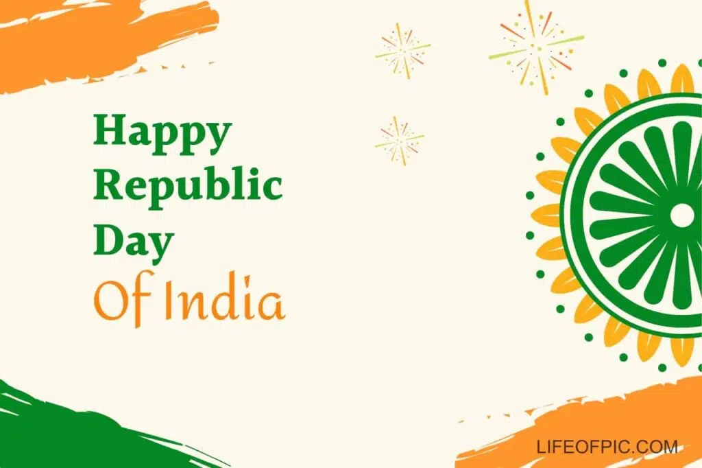 A green and orange design with Happy Republic Day - happy republic day images