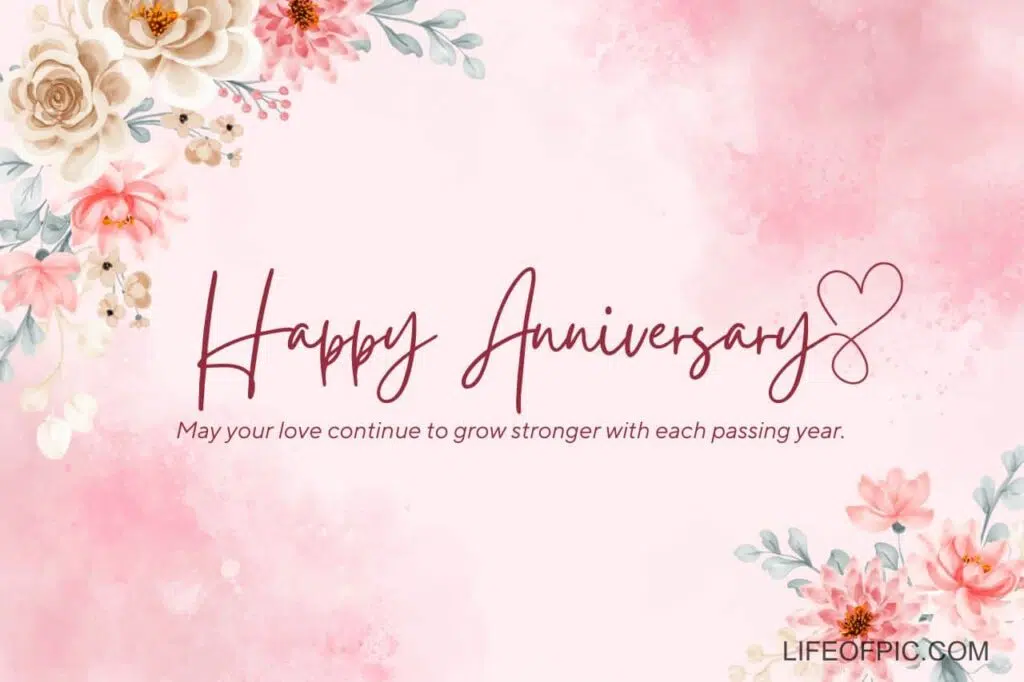 Pink Floral Watercolor Happy Anniversary Card - happy anniversary images